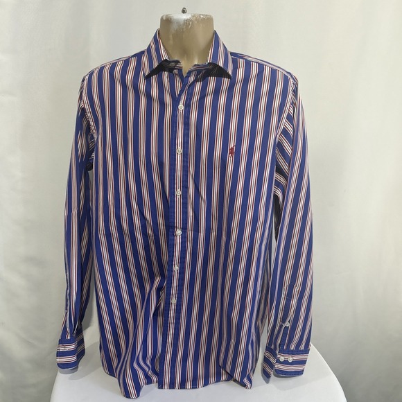Polo Ralph Lauren Other - Polo Ralph Lauren Shirt Men Sz 16.5- L Regent Classic Fit Blue Red White Stripe